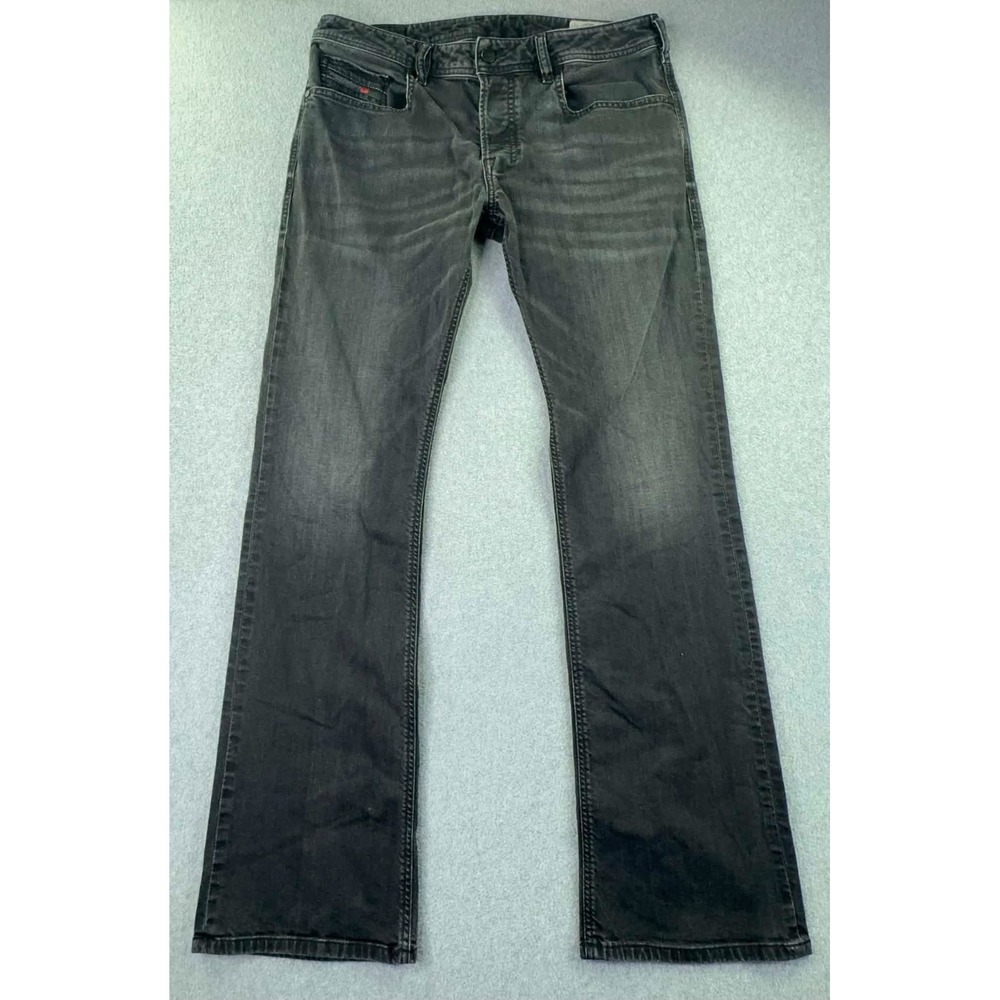 Diesel Zatiny 008BG Jeans Mens 32x32 Black Gray Bootcut Stretch Y2K Button Fly